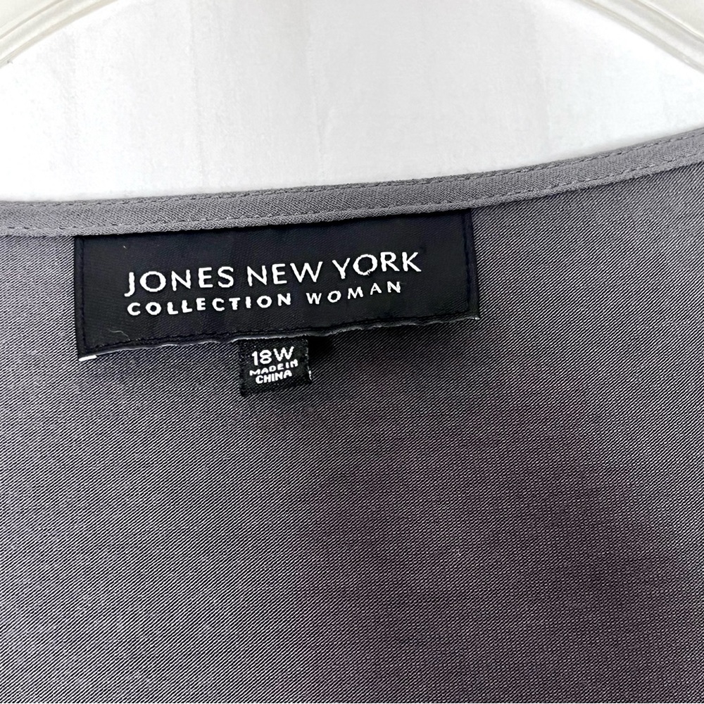 JONES NEW YORK‎ Beaded Sequined Dressy Sleeveless Plus Size Top 18W Blouse GRAY - Picture 6 of 15